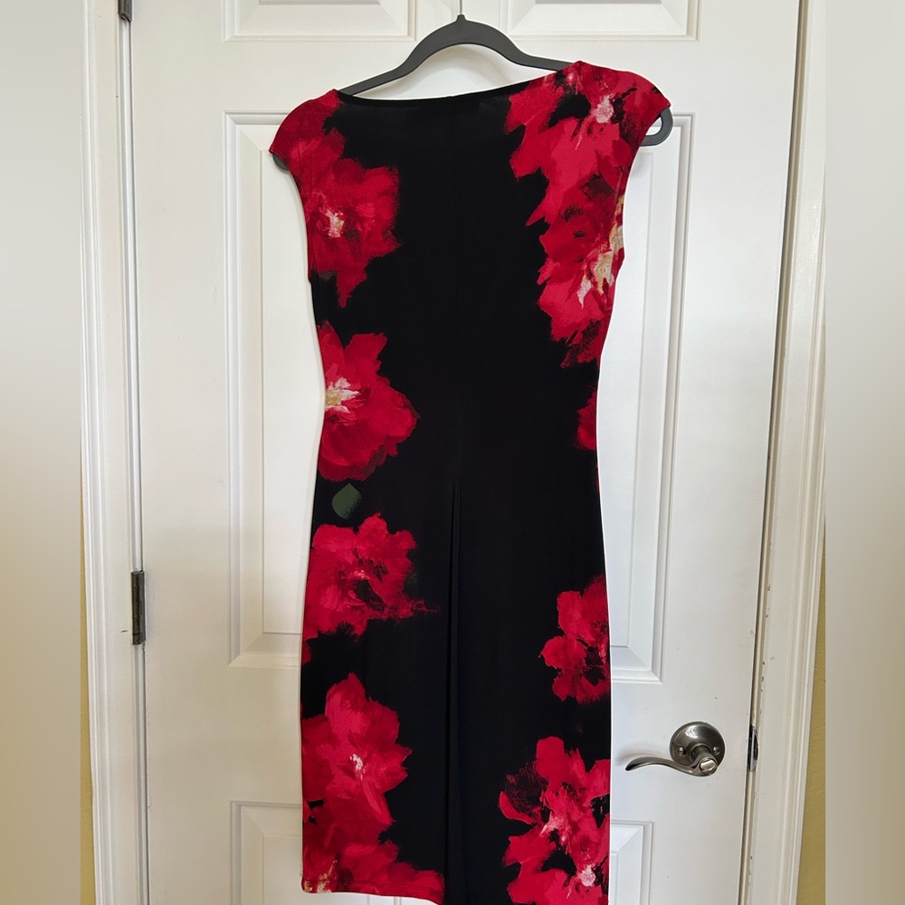 Ralph Lauren Black Dress with Red Floral Accents
